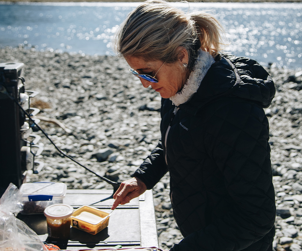 Fly fishing with Black